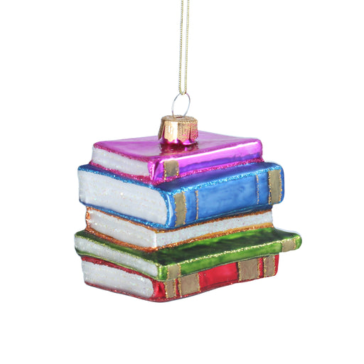  Christmas Hanging Stack of Glass Books Decoration