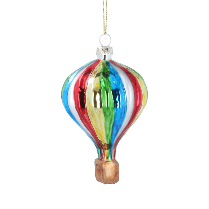 Rainbow Glass Hot Air Balloon Hanging Christmas Decoration (9x5x5cm)