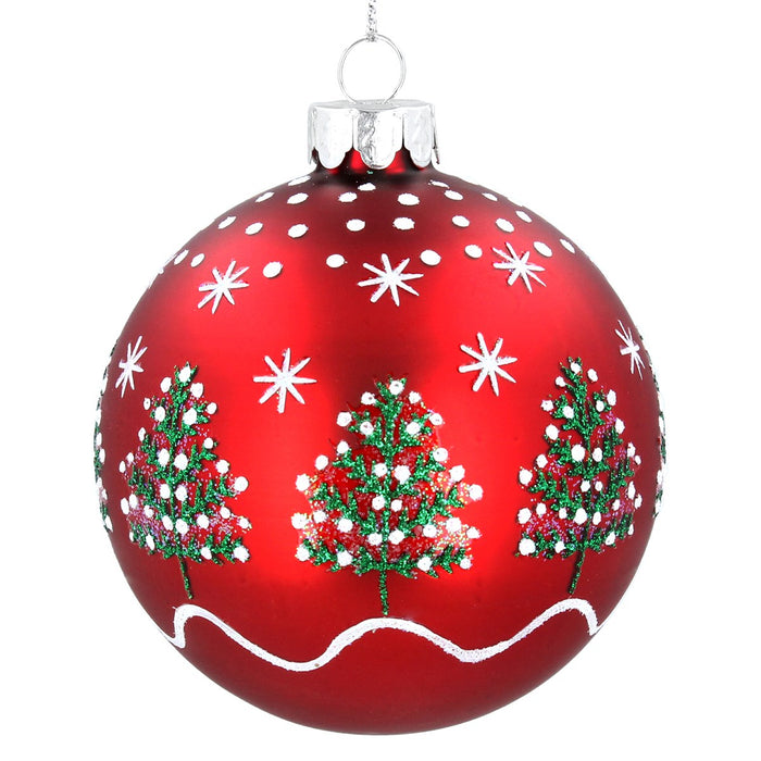 Christmas Hanging Bauble Red Glass Matte (8cm)