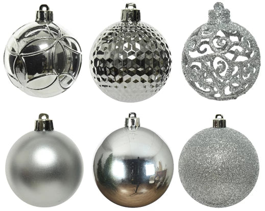 Hanging Christmas Baubles Silver (6cm)