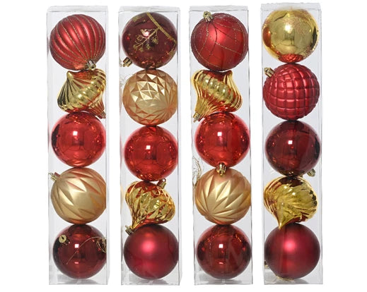 Hanging Christmas Bauble Assortment Gold, Red (8cm)