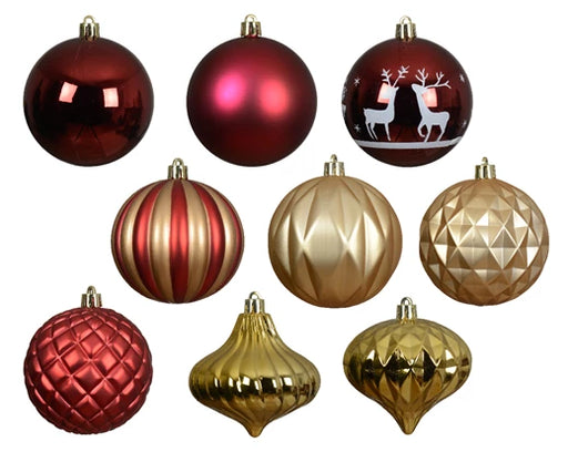 Hanging Christmas Bauble Assortment Gold, Red (8cm)