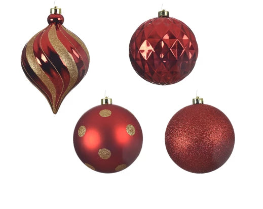 6 Pack Christmas Baubles Shatterproof Red 15cm