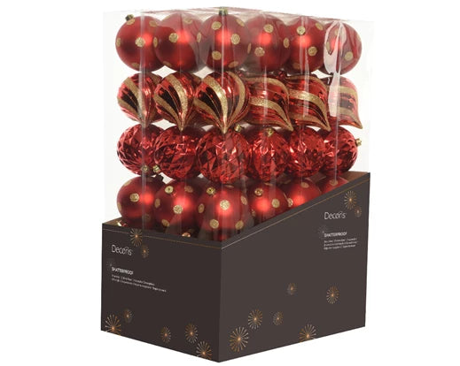 6 Pack Christmas Baubles Shatterproof Red 15cm