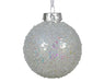 Hanging Christmas Bauble Beaded White (8cm)