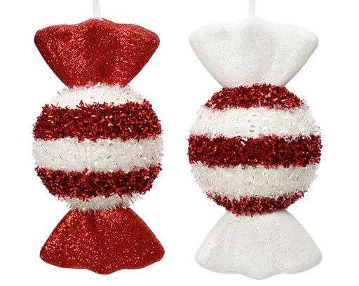 Christmas Hanging Candy Decoration Red/White ( L.7cm W.7cm H.15cm)