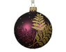 Hanging Christmas Fern Bauble Matte Mauve, Gold (8cm)