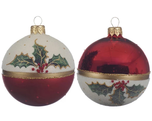 Christmas Hanging Holly Bauble Red 8cm