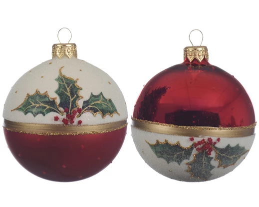 Christmas Hanging Holly Bauble Red 8cm