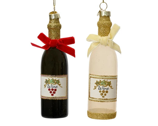 Christmas Hanging Wine Bottle Decoration Red/White (D4cm H.13cm)