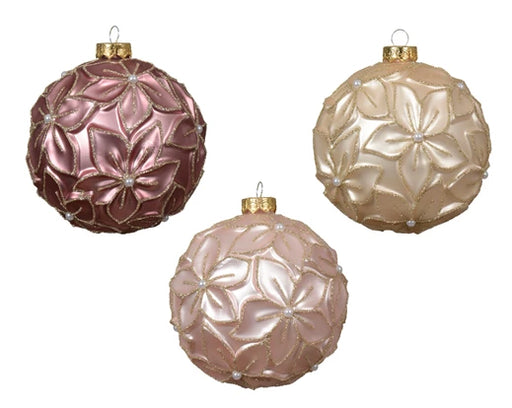 Hanging Christmas Bauble Pearl/ Blush Pink/ Pomegranete (12cm)