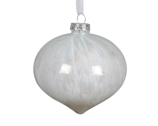 Hanging Christmas Bauble Onion Glass White (10cm)