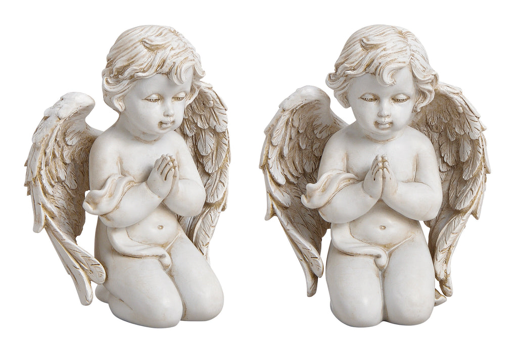 Angel Kneeling Christmas Decoration White (11x14x7cm)