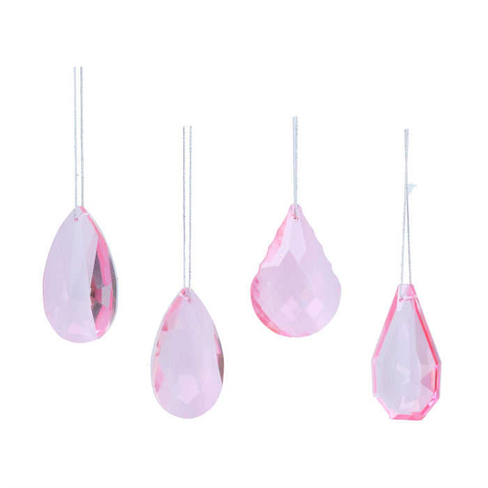 Christmas Pale Pink Glass Crystal 4 Assorted 6cm