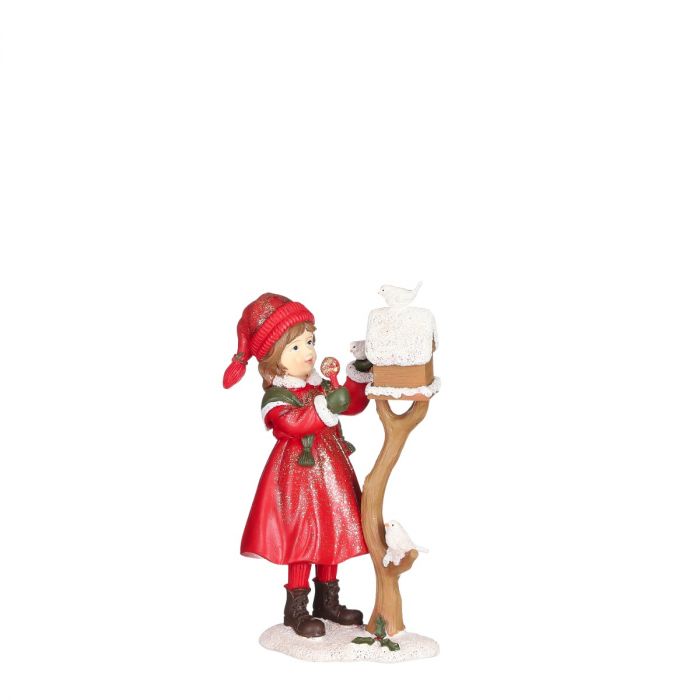 Christmas Ornament Girl Aviary Red 12.5x7x19.5cm