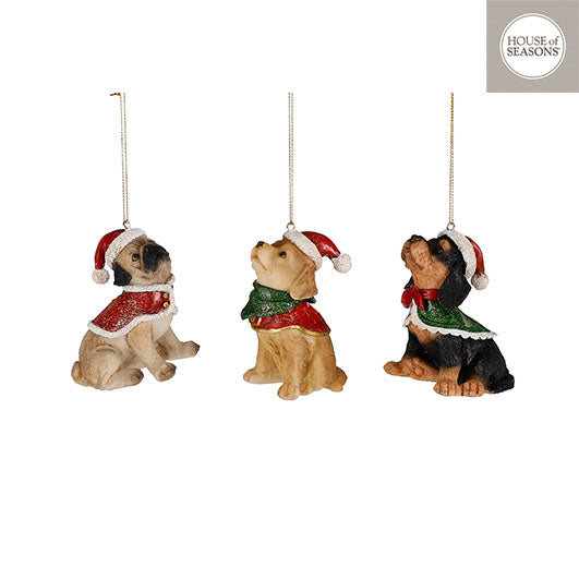 Dog Hanging Christmas Decoration | Brown, Beige or Black (8x4.5 cm)