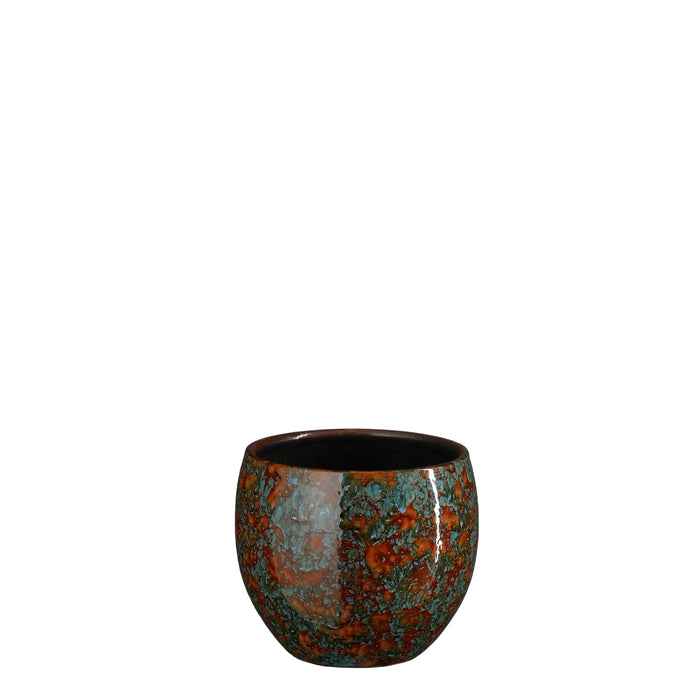 Indoor Plant Pot Round Bronze Blue (h13xd15cm)