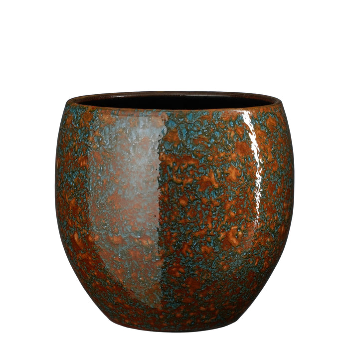 Indoor Plant Pot Round Bronze Blue (h28xd28cm)