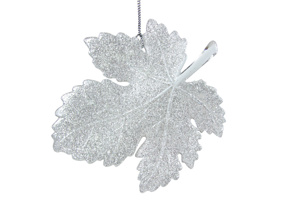 Christmas Hanging Iridescent Sparkling Acrylic Leaf 13cm