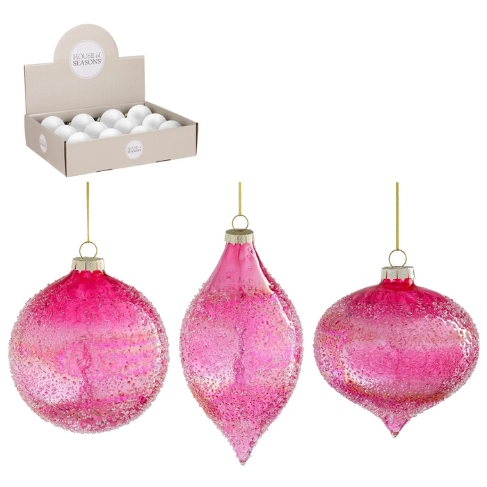 Christmas Hanging Bauble Drop Assortment - Pink (D10cm)