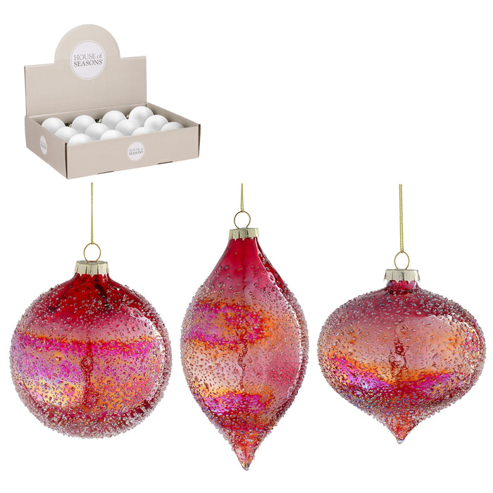 Christmas Hanging Bauble Drop assortment Red (d10cm)