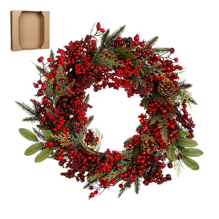 Christmas Barney Berries Green Wreath (h12xd50cm)