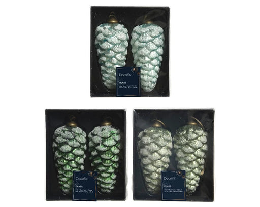 Hanging Pinecone Christmas Decoration Green/Blue (H12cm)