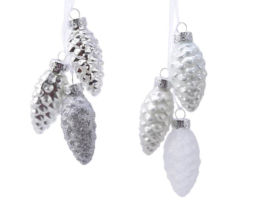 Bauble Pinecone | Silver or Winter White (2.5 cm)