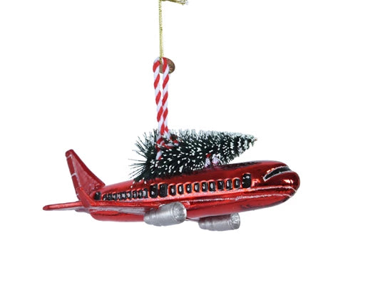 Bauble Shaped Airplane With Christmas Tree 12cm x 15.9cm