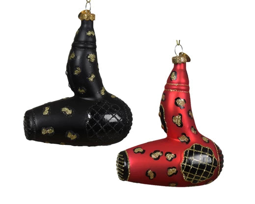 Hanging Hairdryer Christmas Decoration Black/Red (L.9.8cm x W.5.2cm x H.11.7cm)