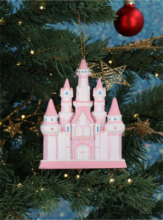 Christmas Hanging Resin Pink/White Fairytale Castle (10cm)