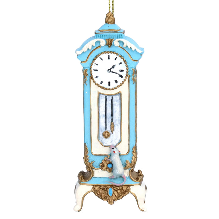 Christmas Hanging Blue/Cream Resin Clock with Mouse