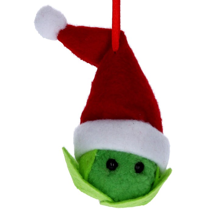 Christmas Hanging Felt Sprout with Santa Hat 13cm