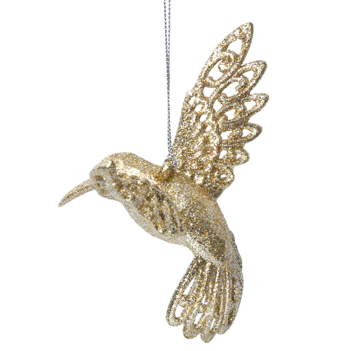 Gold Glitter Acrylic Hummingbird (10x10x7cm)