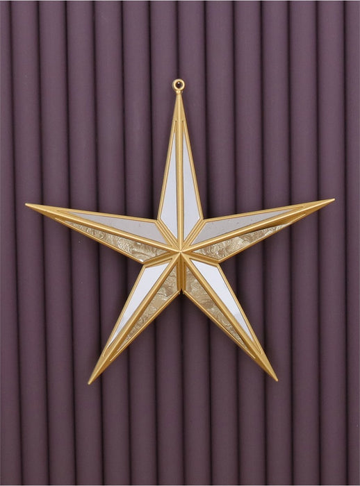 Christmas Hanging Gold Arcrylic/Silver Mirror 5-Point Star (28.5cm x 29cm x 4cm)