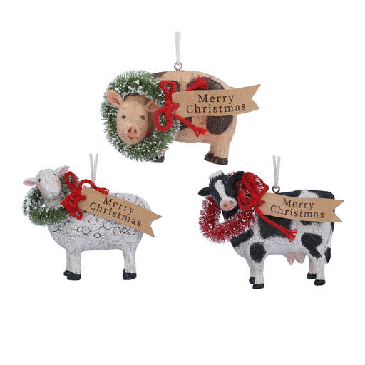 Christmas Hanging Farm Animals with Wreath 