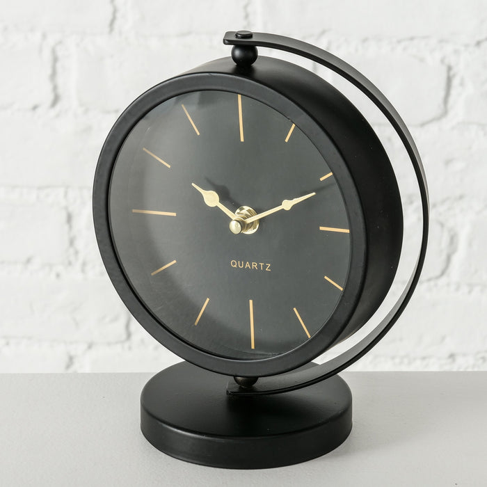 Table Clock Balia Black Iron/Glass H20cm