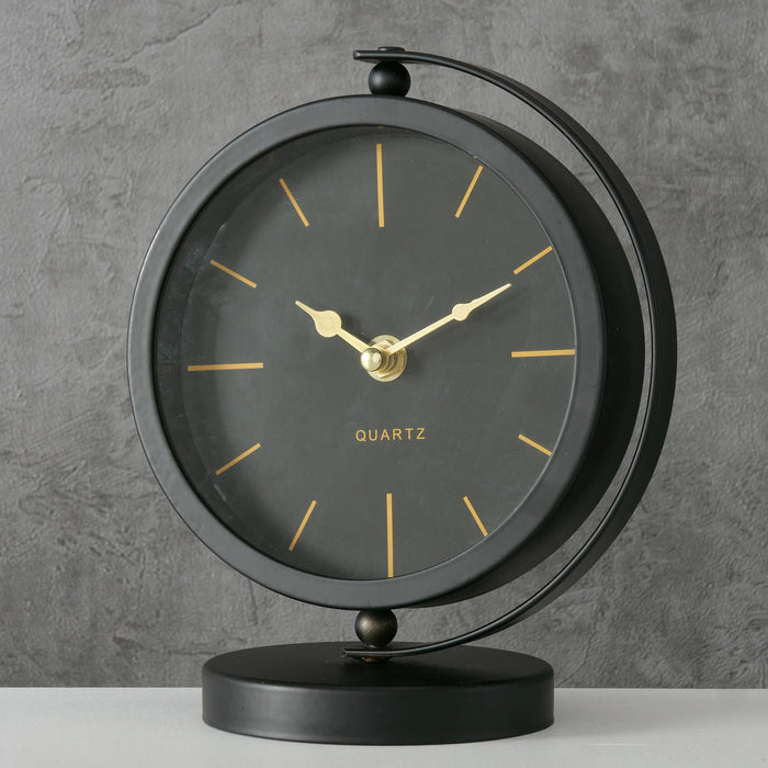 Table Clock Balia Black Iron/Glass H20cm