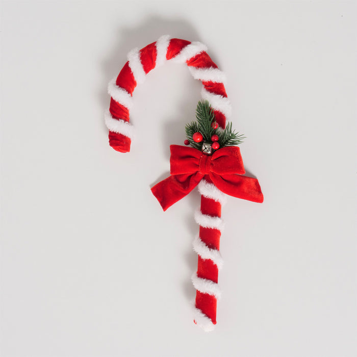 Candy Cane With Red Velvet Bow 40cm