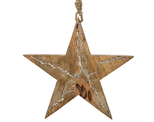 Star Hanger Mangowood Silver Plating Handpainted (15x18 cm)