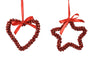 Hanging Christmas Decoration Red Heart/Star ( L.3cm H.1cm)