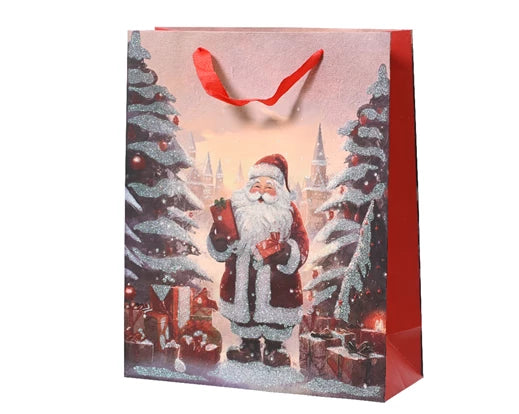 Christmas Paper Giftbag Red Ribbon Handle (L.10cm W.26cm H.32cm)