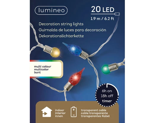 LED Battery Operated Transparent Multi-Colour (L.190cm)