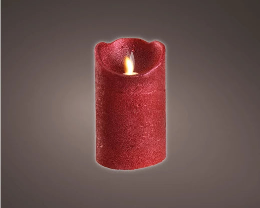 Lumineo LED Flameless Candle Red Wax Battery Operated (12.5 cm)