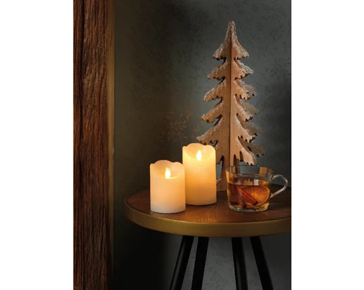 Lumineo LED Flameless Christmas Candle | Battery Operated | Cream (12.5x7.5cm)