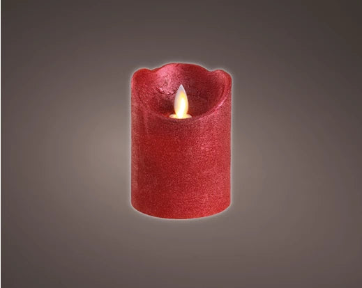 Lumineo LED Flameless Christmas Candle | Battery Operated | Red (10x7.5 cm)