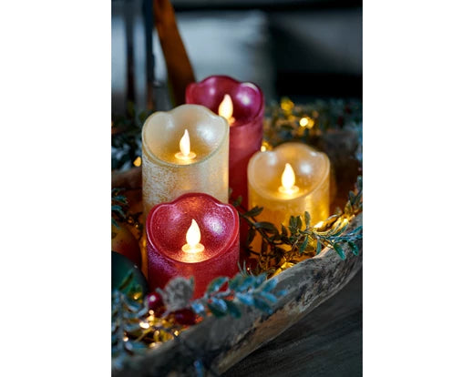 Lumineo LED Flameless Christmas Candle | Battery Operated | Red (10x7.5 cm)