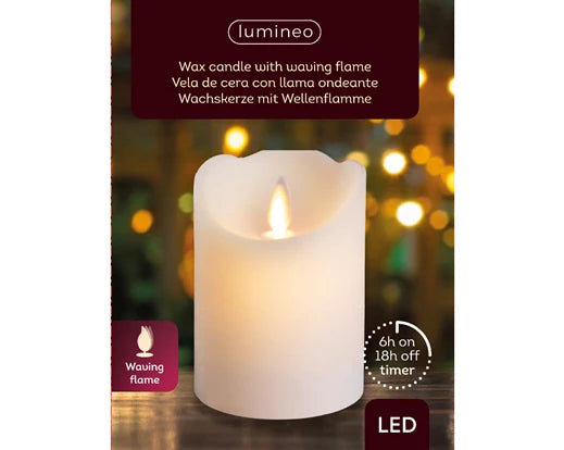 Lumineo LED Flameless Christmas Candle | Battery Operated | Cream (10x7.5 cm)