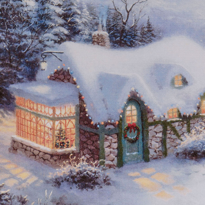 Christmas Canvas Winter Landscape Scene LED Battery Operated (38cm x 28cm)