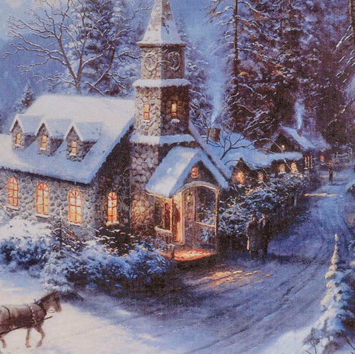 Christmas Canvas Winter Landscape Scene LED Battery Operated (38cm x 28cm)